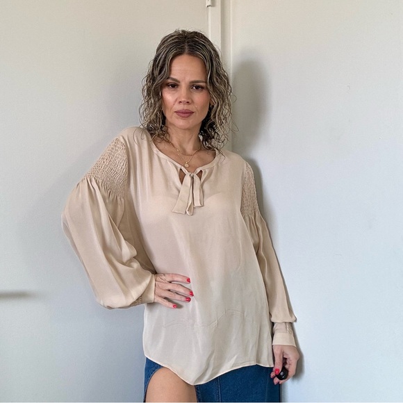 Kobi Halperin Julee Silk Tie-Front Blouse in Champagne - Picture 6 of 14